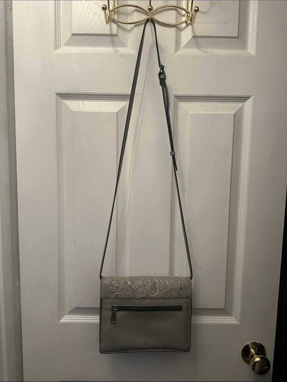 Patricia Nash Embossed Leather Crossbody in Gray - Picture 3 of 9